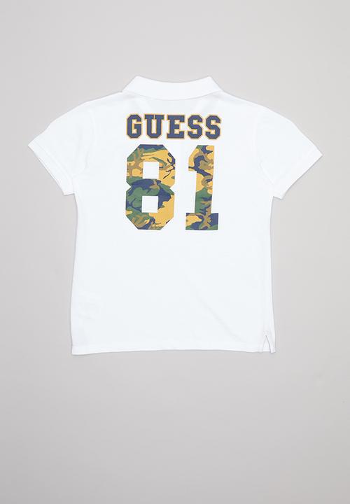 GUESS - Short sleeve Guess 81 camo polo - white