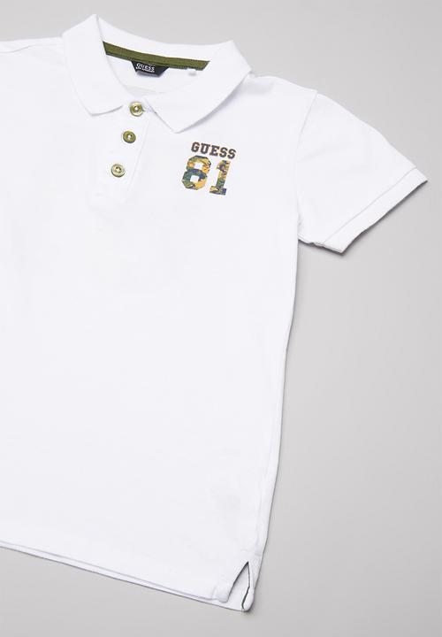 GUESS - Short sleeve Guess 81 camo polo - white