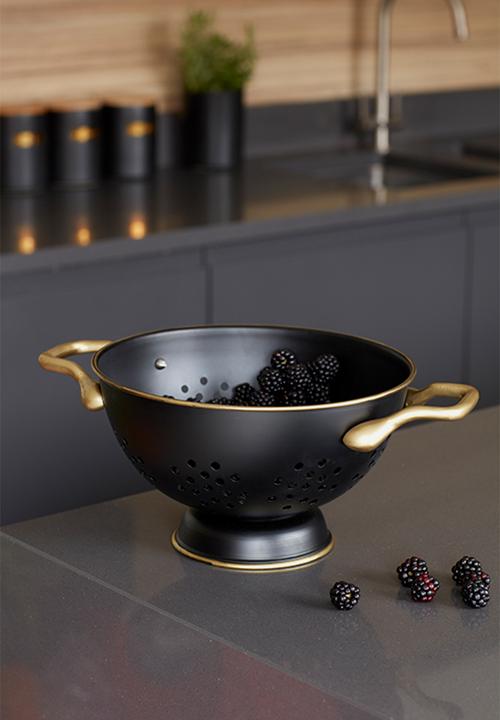 Kitchen Craft - Matte black and brass colander - 24cm