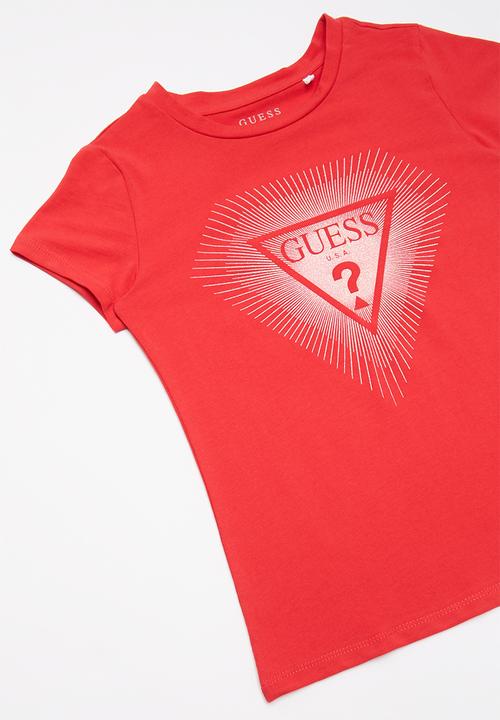 GUESS - Teens short sleeve diamond logo tee - red