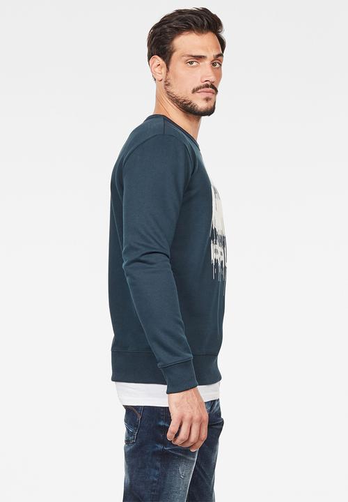 G-STAR - Graphic 8 long sleeve sweats - blue