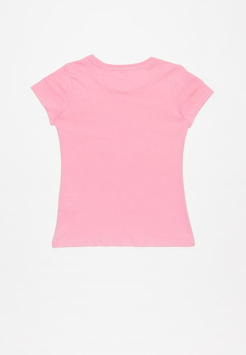 GUESS - Teens short sleeve Guess triangle script tee - pink