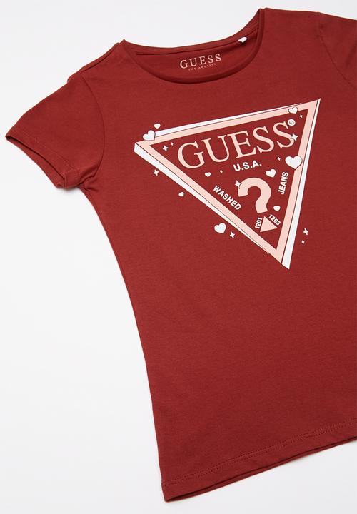 GUESS - Girls double hearts triangle tee - red