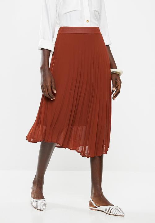 Superbalist - Pleated midi skirt - rust