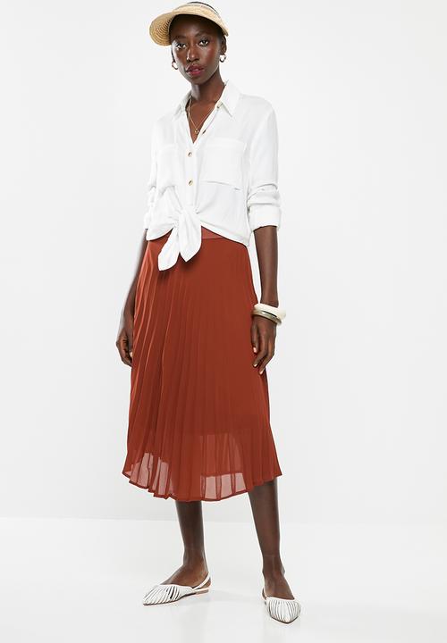Superbalist - Pleated midi skirt - rust