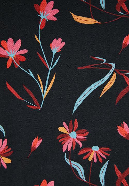 Superbalist - Button through midi skirt - black & pink 