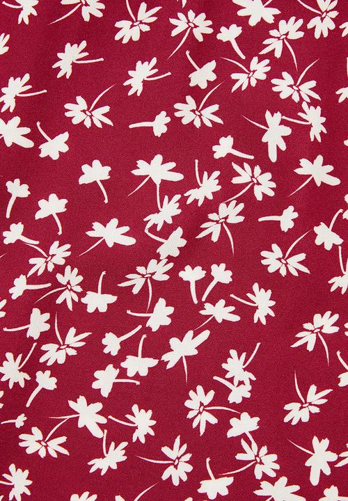 Superbalist - Button through midi skirt - burgundy & white 