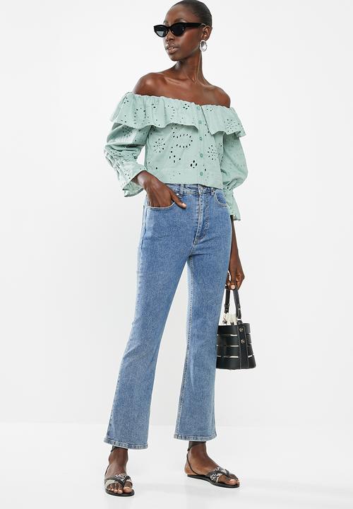 Superbalist - Off the shoulder anglaise blouse - green