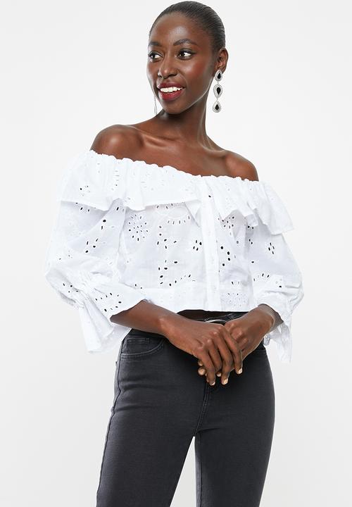 Superbalist - Off the shoulder anglaise blouse - white