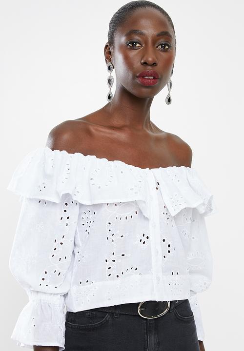 Superbalist - Off the shoulder anglaise blouse - white