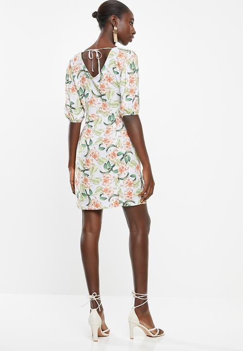 Superbalist - Puff sleeve button through dress - multi