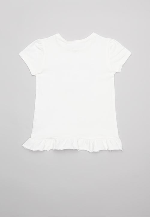 GUESS - Short sleeve peyton frill hem tee - white