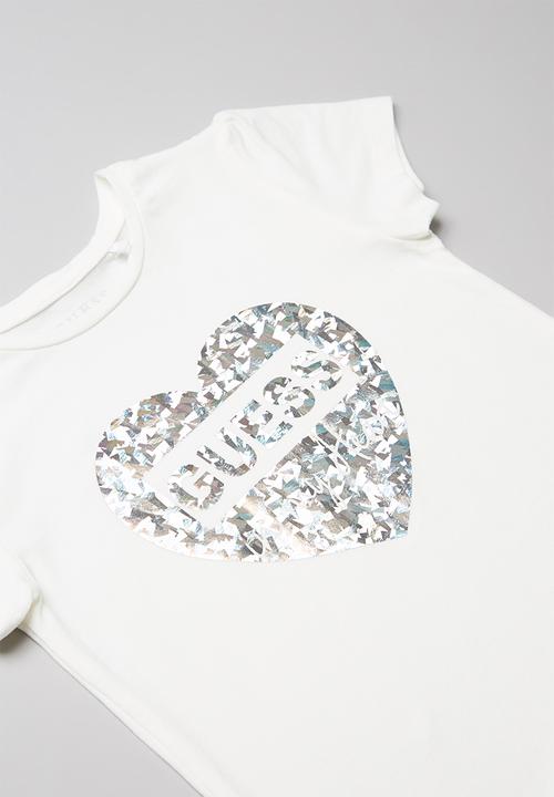GUESS - Short sleeve peyton frill hem tee - white