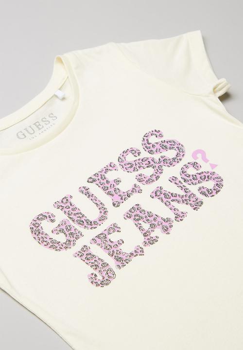 GUESS - Girls leopard Guess tee - cream
