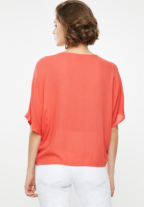 Superbalist - Drawcord shell blouse - coral