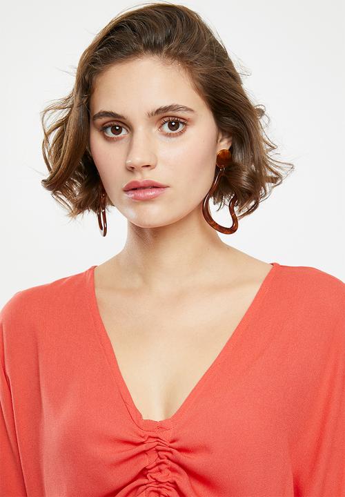 Superbalist - Drawcord shell blouse - coral