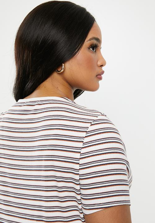 Cotton On - Curve Gabby short sleeve stripe dress - multi