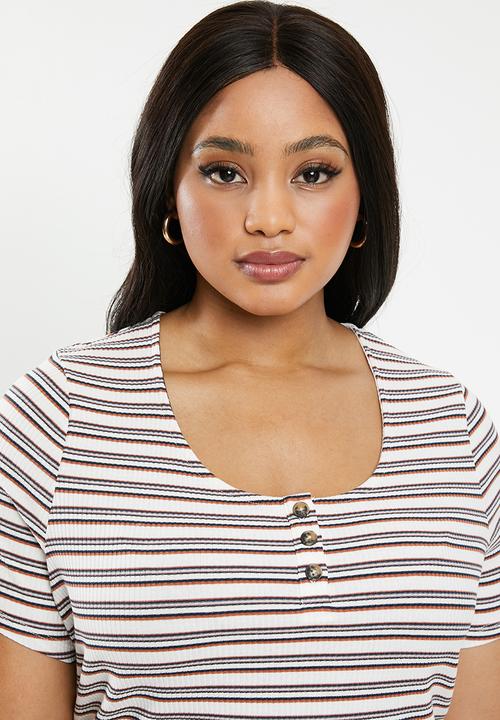 Cotton On - Curve Gabby short sleeve stripe dress - multi