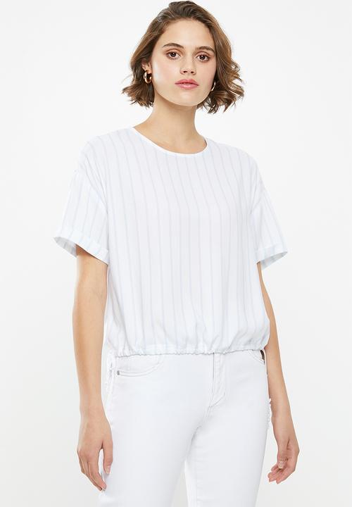 Superbalist - Drawcord shell blouse - blue & white
