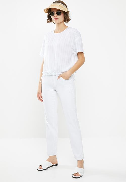 Superbalist - Drawcord shell blouse - blue & white