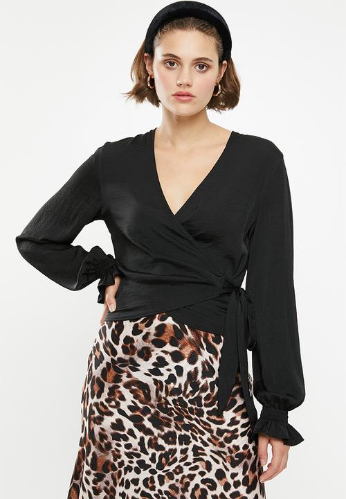 Superbalist - Silky wrap blouse - black