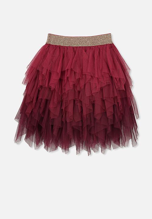 Cotton On - Tori tulle skirt - burgundy