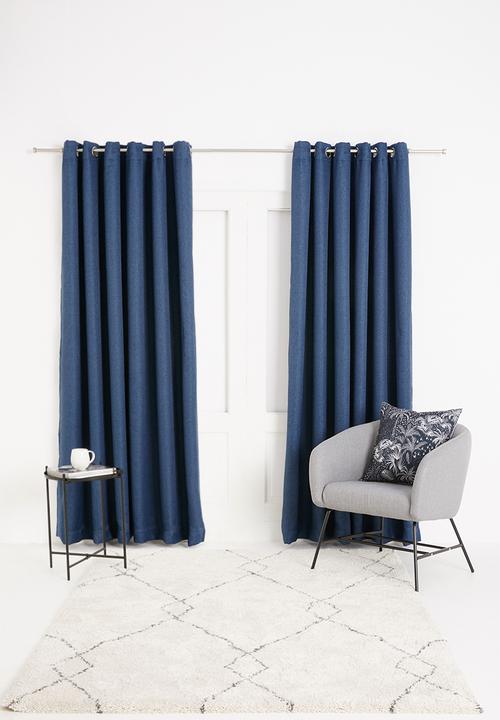 Sixth Floor - Self lined eyelet curtain - navy