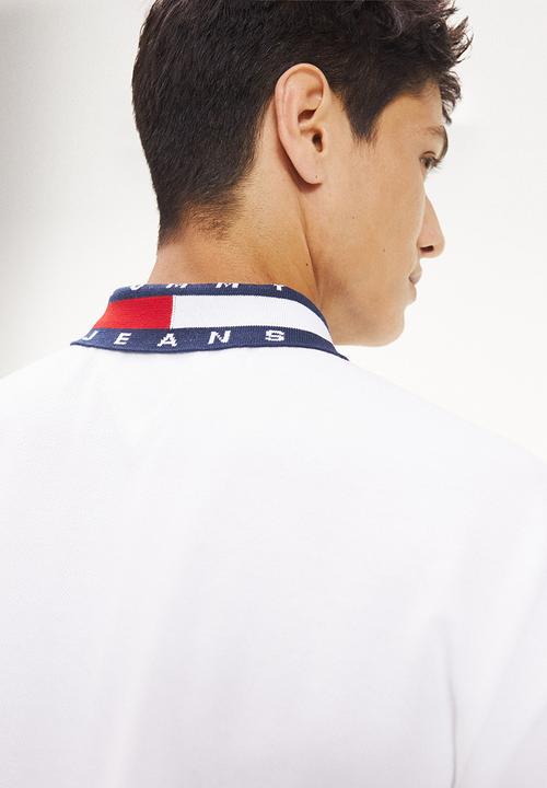 Tommy Hilfiger - Tommy jeans flag neck polo - white
