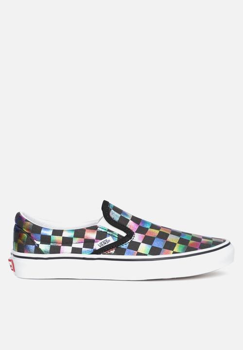 vans classic slip on iridescent check