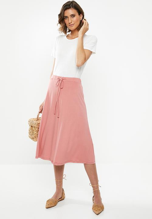 edit - Draw cord midi skirt - pink