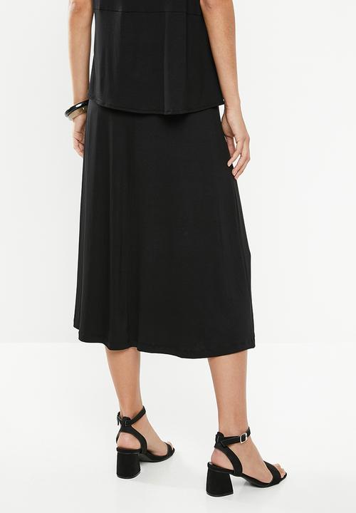 edit - Draw cord midi skirt - black