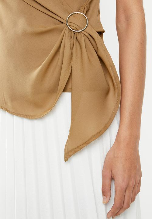 edit - Sleeveless wrap top - brown