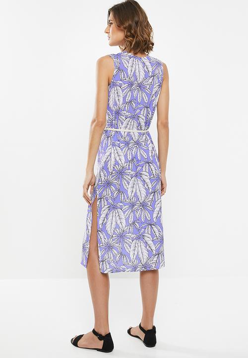 edit - Sleeveless slip dress with belt - multi 