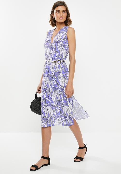 edit - Sleeveless slip dress with belt - multi 