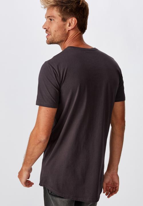 Cotton On - Essential longline curved hem tee - black