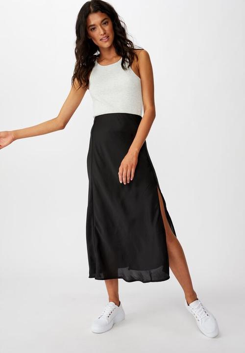 Cotton On - Belle split midi skirt - black