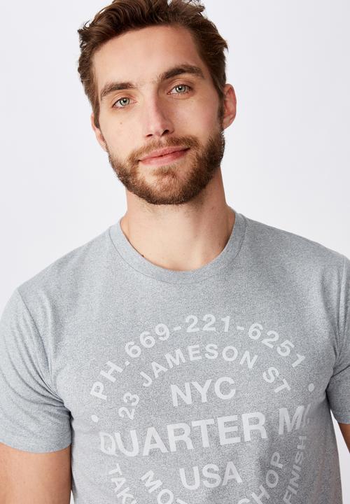 Cotton On - Quarter mile Tbar moto T-shirt - grey