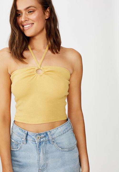 Cotton On - Blyth ring front halter neck top - yellow 