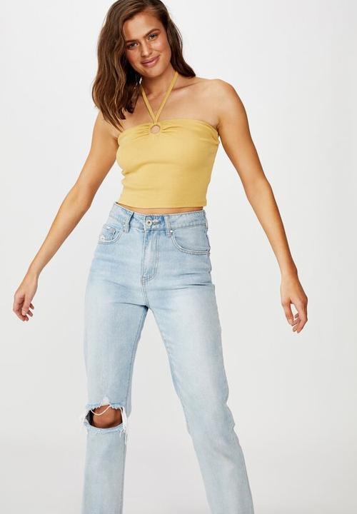 Cotton On - Blyth ring front halter neck top - yellow 