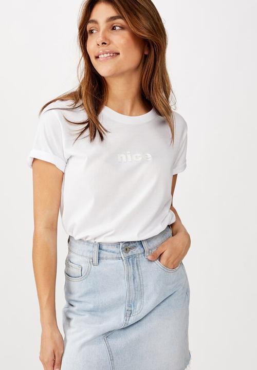 Cotton On - Classic slogan tee nice - white