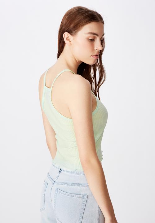 Cotton On - Textured henley racer back singlet - green 