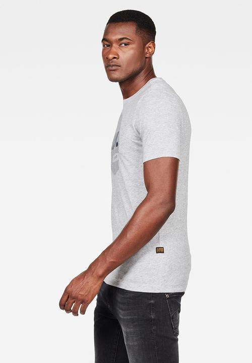G-STAR - Slim logo circle T-shirt - grey