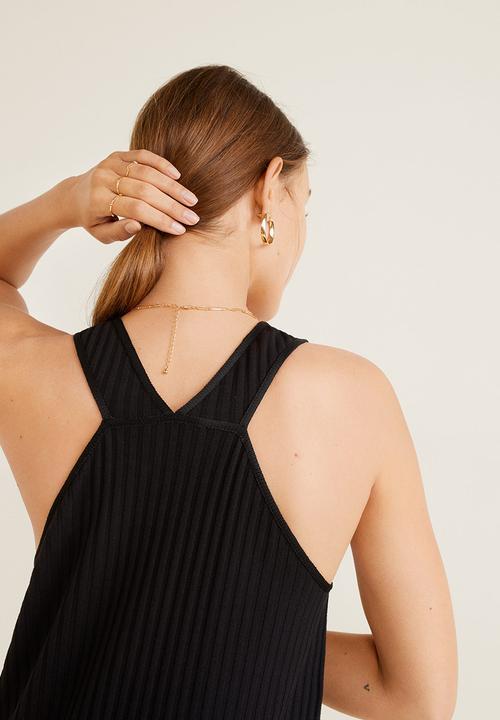 MANGO - Canal ribbed dress - black