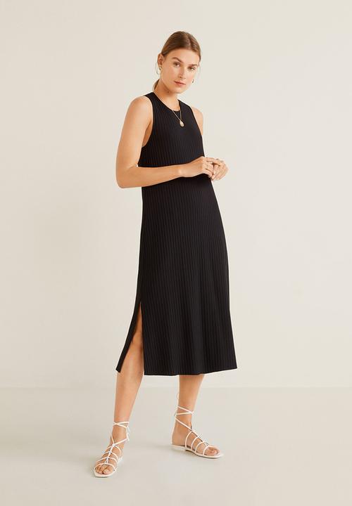 MANGO - Canal ribbed dress - black