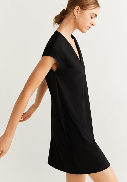 MANGO - Veldu v-neck dress - black