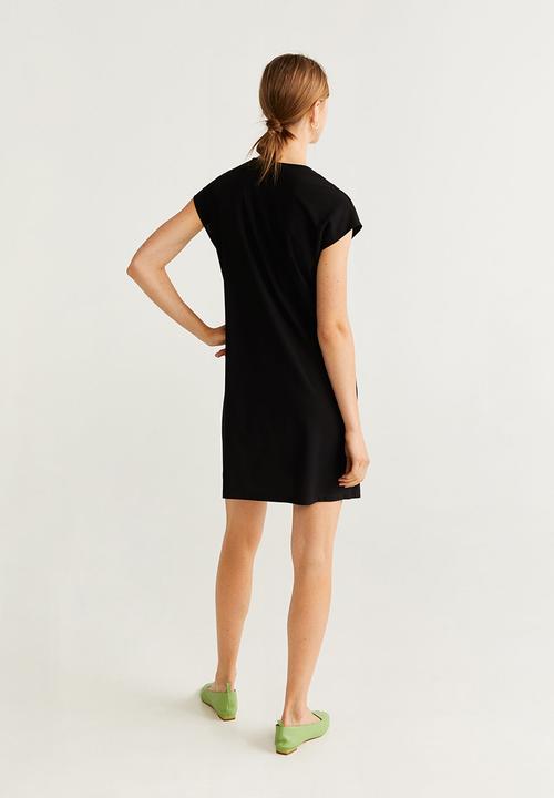 MANGO - Veldu v-neck dress - black