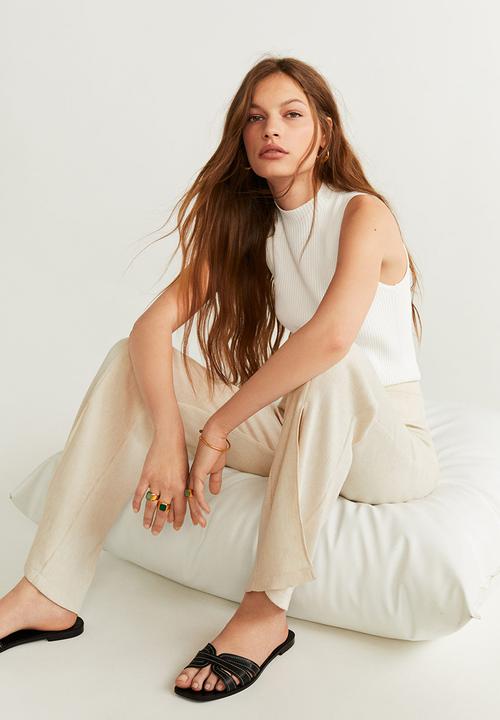 MANGO - Ribbed sleeveless top - white