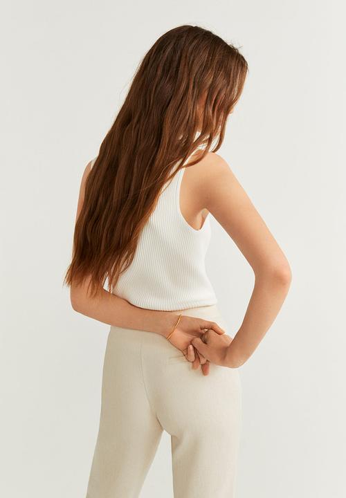 MANGO - Ribbed sleeveless top - white
