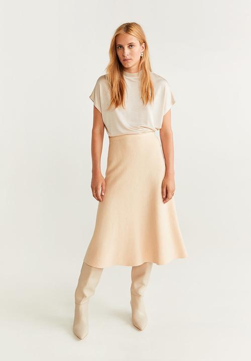 MANGO - T-shirt satin - beige