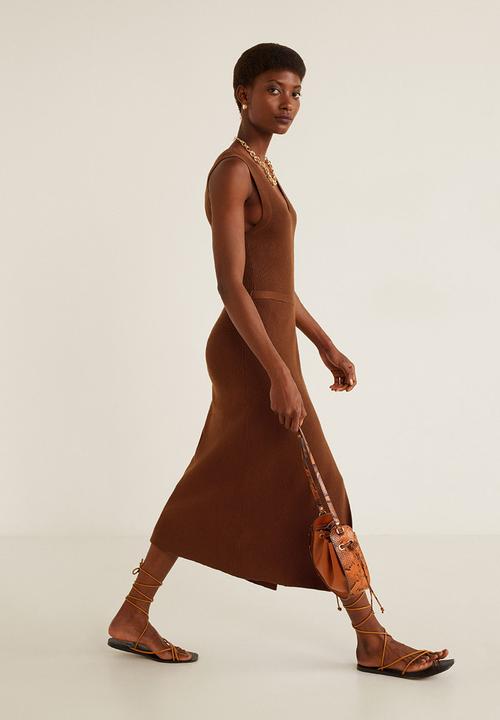 MANGO - Knit long dress - brown